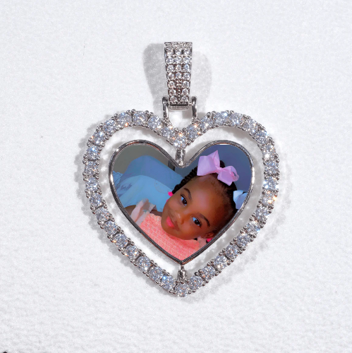 3D Spinning 2-Faced Heart Custom Picture Pendant