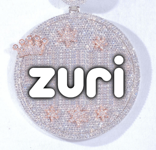 CUSTOM LETTER NECKLACE 3D BIG CROWN DISC