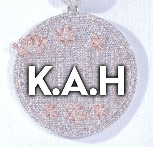CUSTOM LETTER NECKLACE 3D BIG CROWN DISC