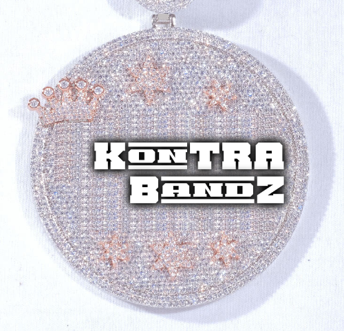 CUSTOM LETTER NECKLACE 3D BIG CROWN DISC