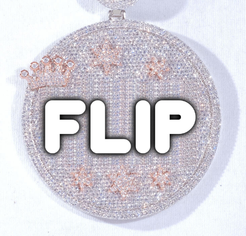 CUSTOM LETTER NECKLACE 3D BIG CROWN DISC