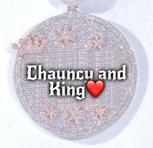 CUSTOM LETTER NECKLACE 3D BIG CROWN DISC