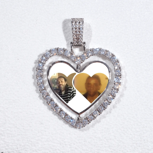 3D Spinning 2-Faced Heart Custom Picture Pendant