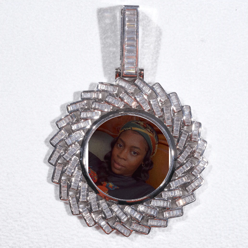 Large 3D Baguette Custom Picture Pendant
