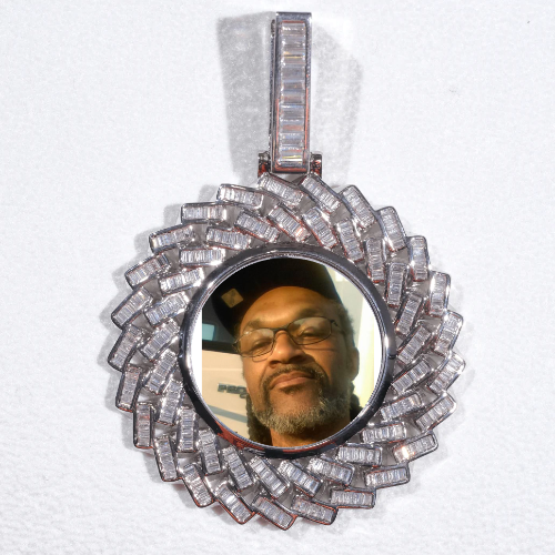 Large 3D Baguette Custom Picture Pendant