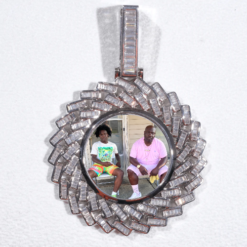 Large 3D Baguette Custom Picture Pendant