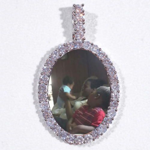Large 3D Oval Custom Picture Pendant