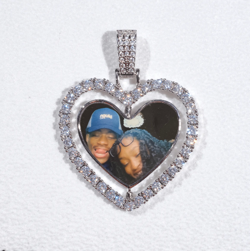 3D Spinning 2-Faced Heart Custom Picture Pendant