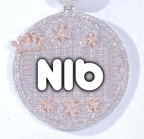 CUSTOM LETTER NECKLACE 3D BIG CROWN DISC