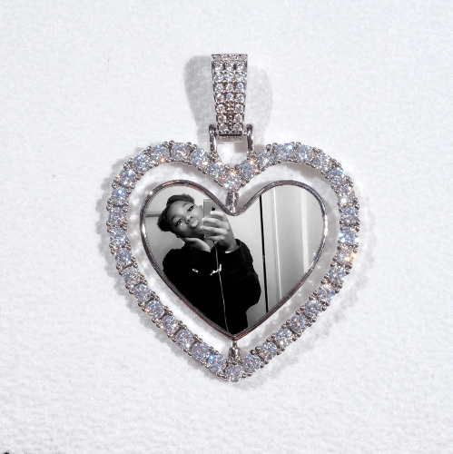 3D Spinning 2-Faced Heart Custom Picture Pendant