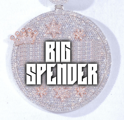 CUSTOM LETTER NECKLACE 3D BIG CROWN DISC