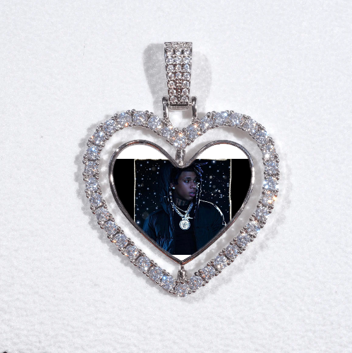 3D Spinning 2-Faced Heart Custom Picture Pendant