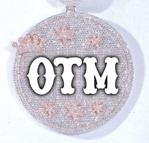 CUSTOM LETTER NECKLACE 3D BIG CROWN DISC