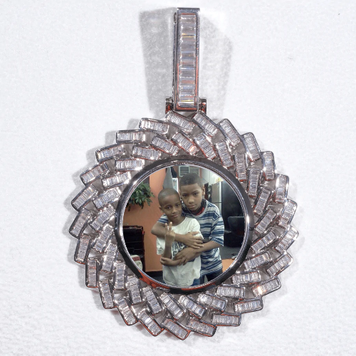 Large 3D Baguette Custom Picture Pendant
