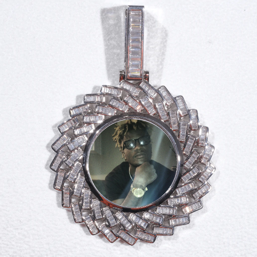Large 3D Baguette Custom Picture Pendant