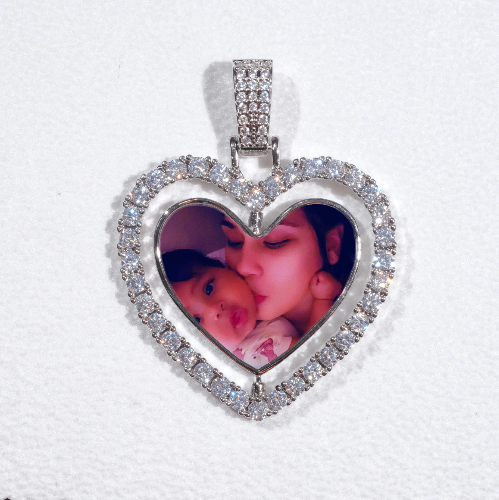 3D Spinning 2-Faced Heart Custom Picture Pendant