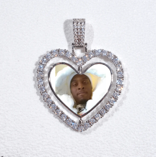 3D Spinning 2-Faced Heart Custom Picture Pendant