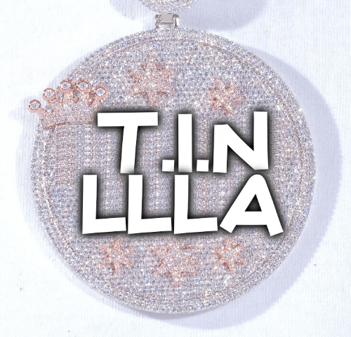 CUSTOM LETTER NECKLACE 3D BIG CROWN DISC