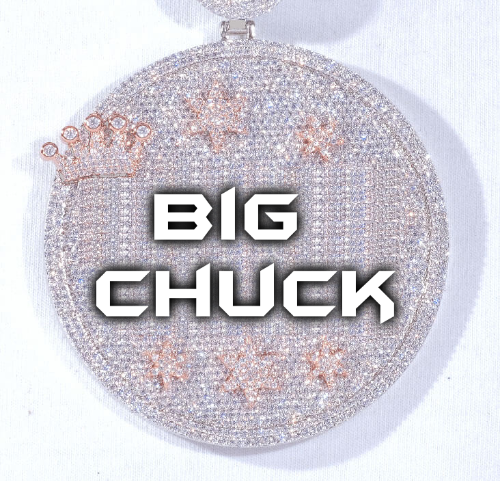 CUSTOM LETTER NECKLACE 3D BIG CROWN DISC