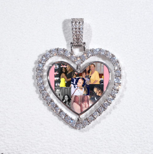 3D Spinning 2-Faced Heart Custom Picture Pendant