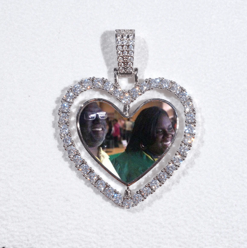 3D Spinning 2-Faced Heart Custom Picture Pendant