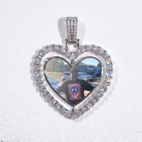 3D Spinning 2-Faced Heart Custom Picture Pendant