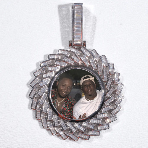 Large 3D Baguette Custom Picture Pendant