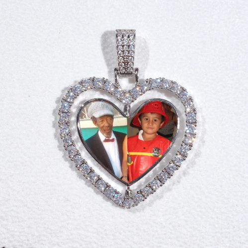 3D Spinning 2-Faced Heart Custom Picture Pendant