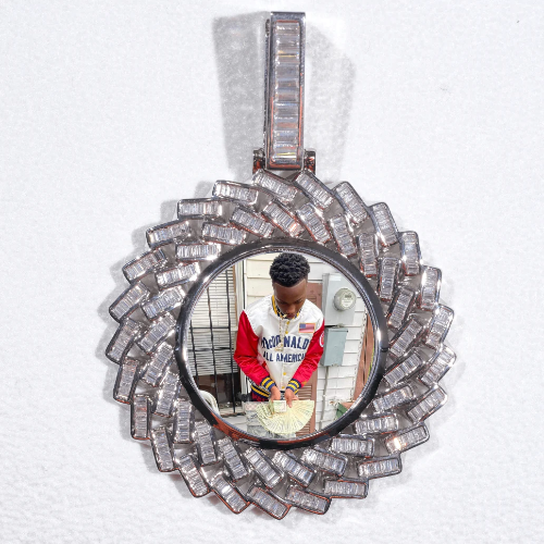 Large 3D Baguette Custom Picture Pendant