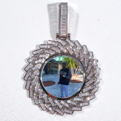 Large 3D Baguette Custom Picture Pendant