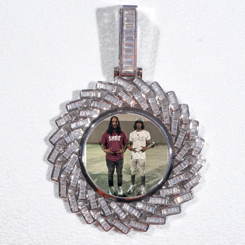 Large 3D Baguette Custom Picture Pendant