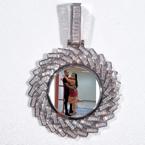 Large 3D Baguette Custom Picture Pendant