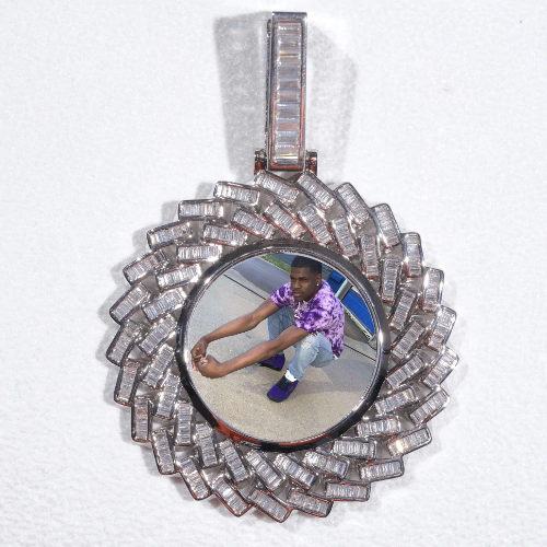 Large 3D Baguette Custom Picture Pendant