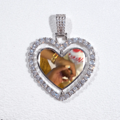 3D Spinning 2-Faced Heart Custom Picture Pendant