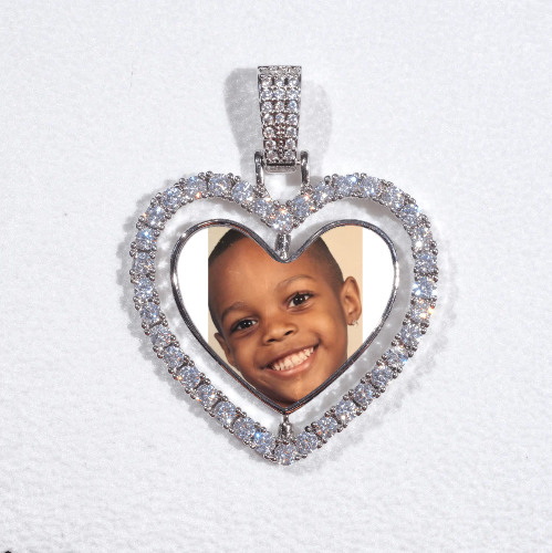 3D Spinning 2-Faced Heart Custom Picture Pendant