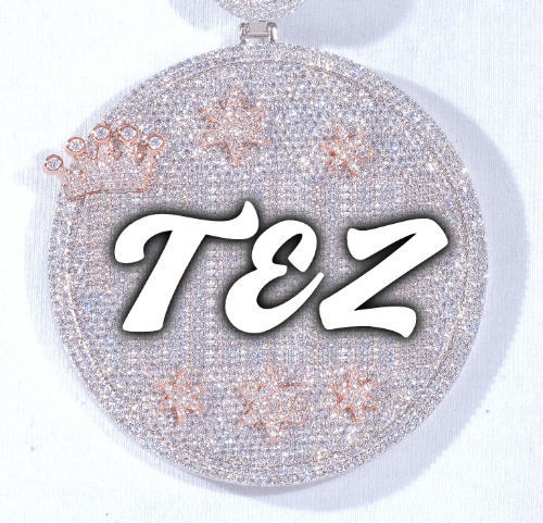 CUSTOM LETTER NECKLACE 3D BIG CROWN DISC