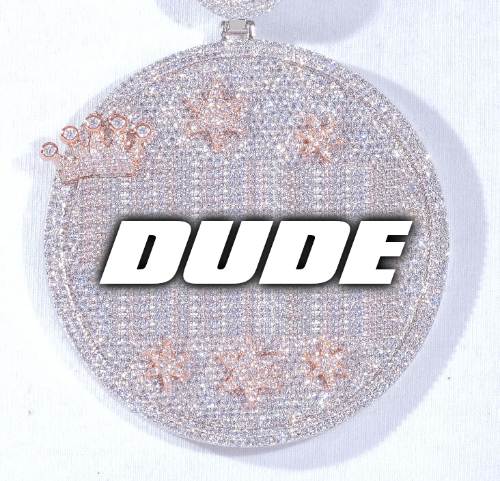 CUSTOM LETTER NECKLACE 3D BIG CROWN DISC