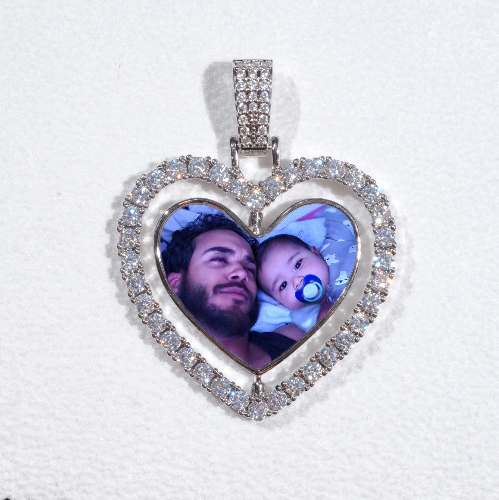 3D Spinning 2-Faced Heart Custom Picture Pendant