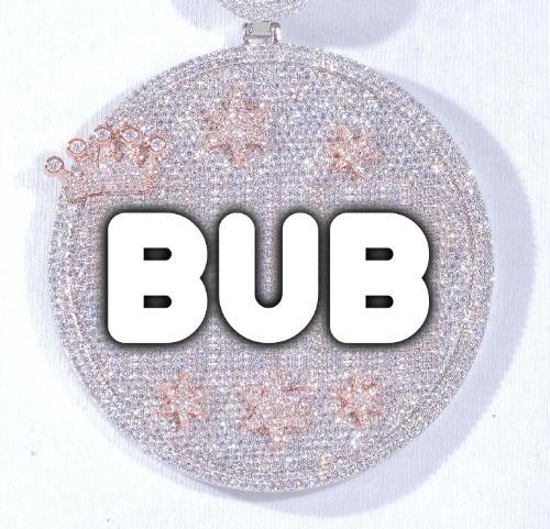 CUSTOM LETTER NECKLACE 3D BIG CROWN DISC
