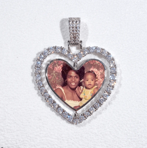 3D Spinning 2-Faced Heart Custom Picture Pendant