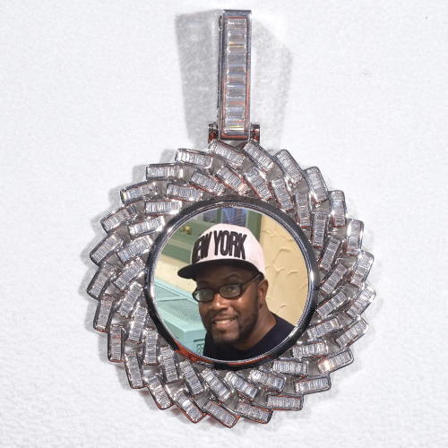 Large 3D Baguette Custom Picture Pendant