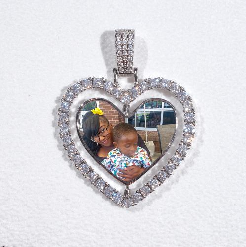 3D Spinning 2-Faced Heart Custom Picture Pendant