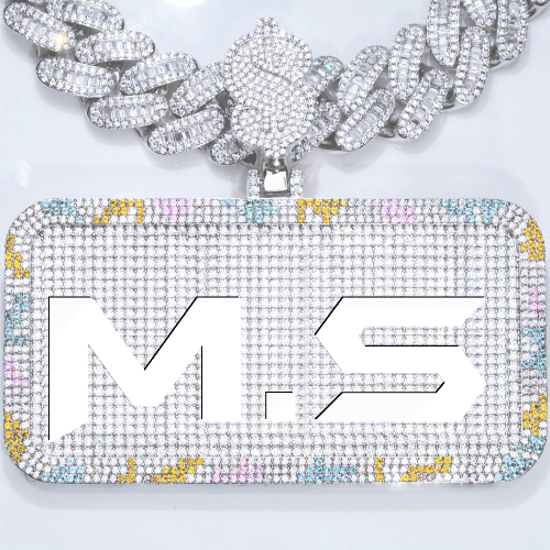 CUSTOM LETTER NECKLACE 3D COLORFUL SQUARE