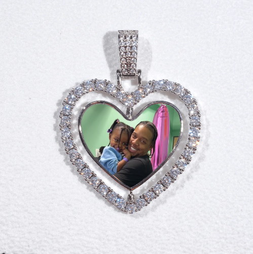3D Spinning 2-Faced Heart Custom Picture Pendant