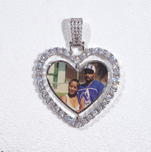 3D Spinning 2-Faced Heart Custom Picture Pendant