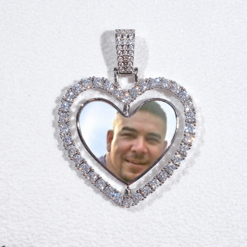 3D Spinning 2-Faced Heart Custom Picture Pendant