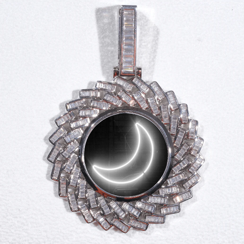 Large 3D Baguette Custom Picture Pendant