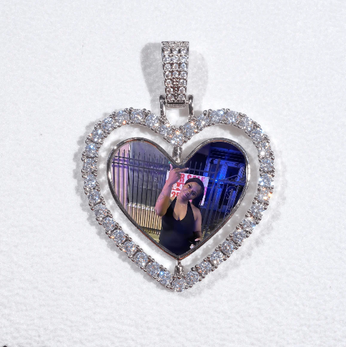 3D Spinning 2-Faced Heart Custom Picture Pendant