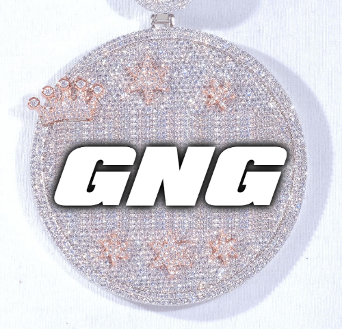 CUSTOM LETTER NECKLACE 3D BIG CROWN DISC