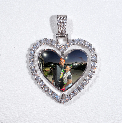 3D Spinning 2-Faced Heart Custom Picture Pendant
